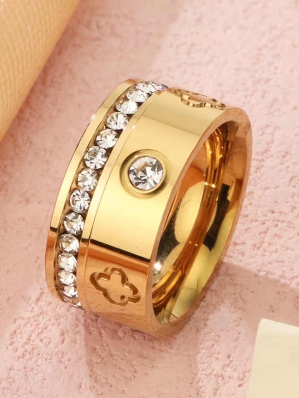 Gold Crystal Accent Women's Statement Ring
